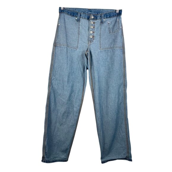 Levis‎ reversible baggy dad jeans snap fly relaxed loose blue sz 28x32 - Picture 1 of 10